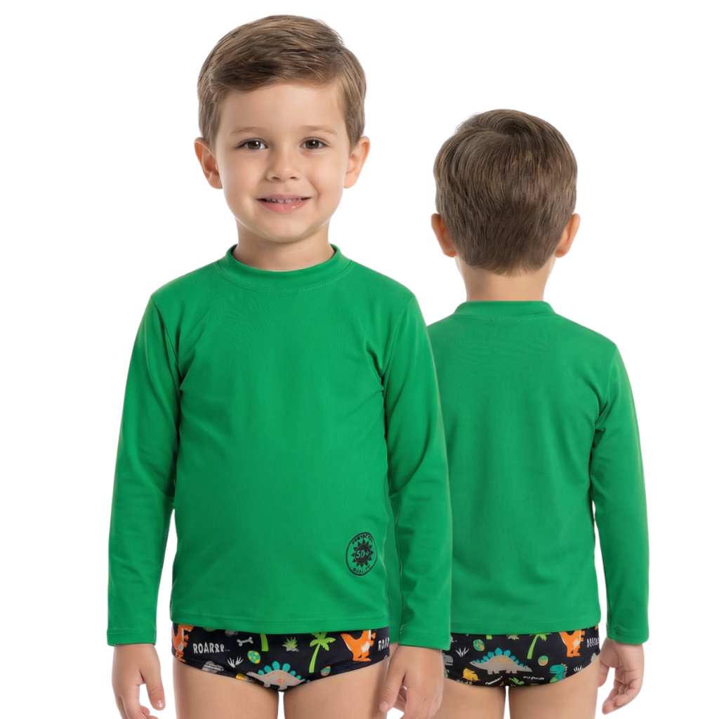 Conjunto UV Camisa + sunga infantil/juvenil praia/piscina para meninos de 1 à 16a nos