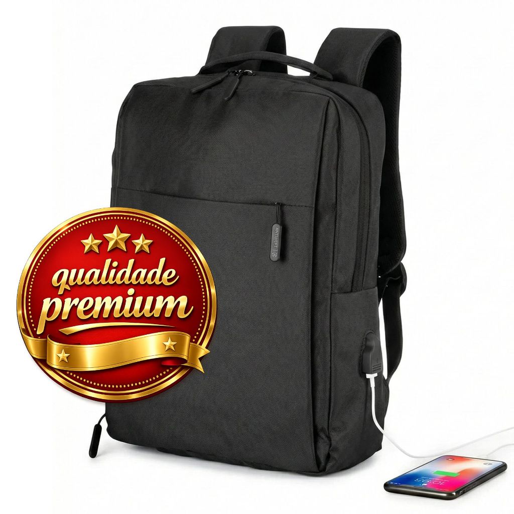 Mochila Executiva Grande c/ USB Externa Praticidade Conforto para Trabalho Faculdade Viagem