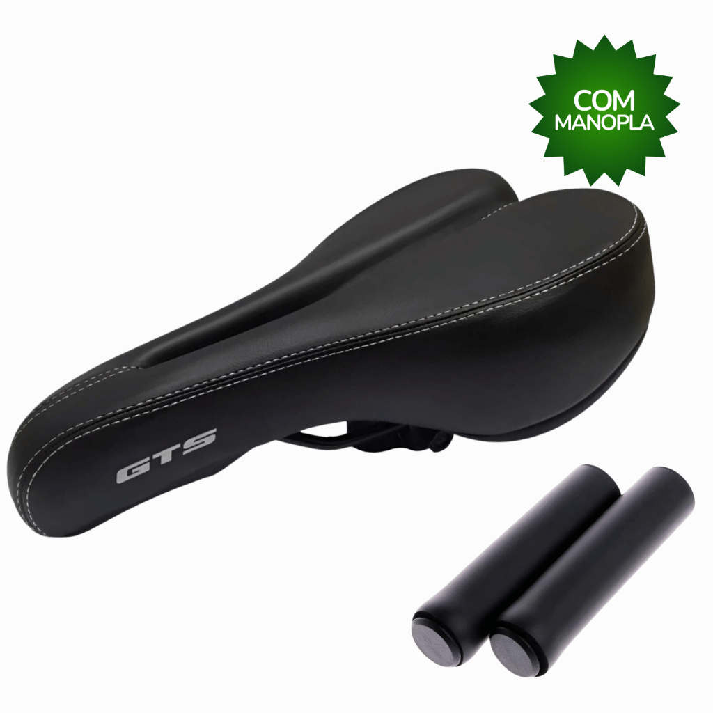 Selim Banco Gts + Manopla Vazado Mtb Preto Confortável Bike em Oferta na Shopee