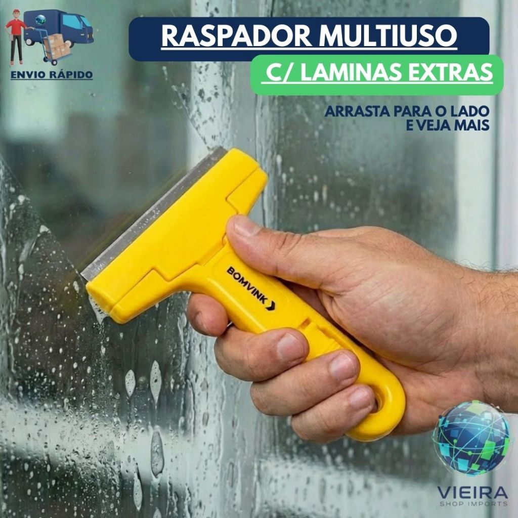 Raspador lâmina estilete multiuso limpa chão piso cerâmica azulejo vidro box + 4 lâminas
