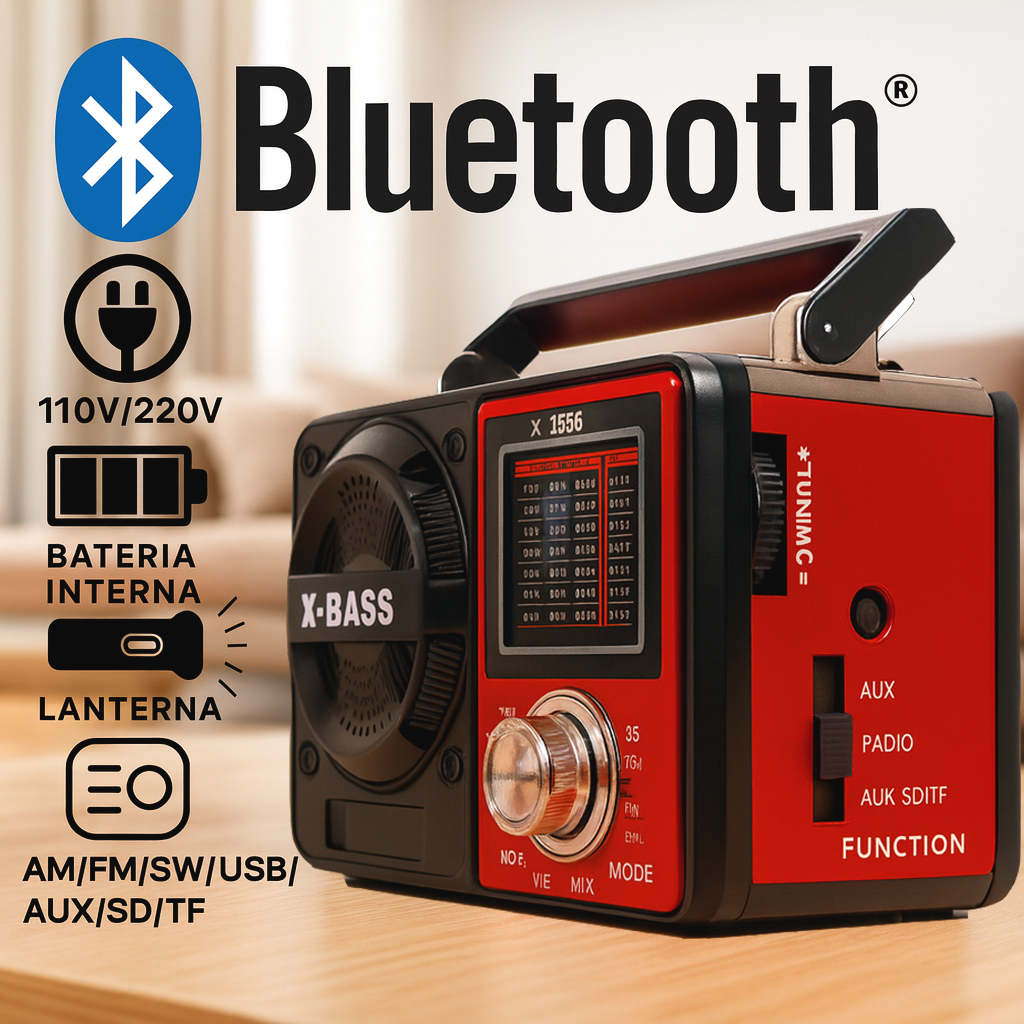 Rádio Retro Vintage Acabamento Luxuoso Conexão Bluetooth p2 Som Limpo Rádio Am Fm Analógico Antena em Oferta na Shopee