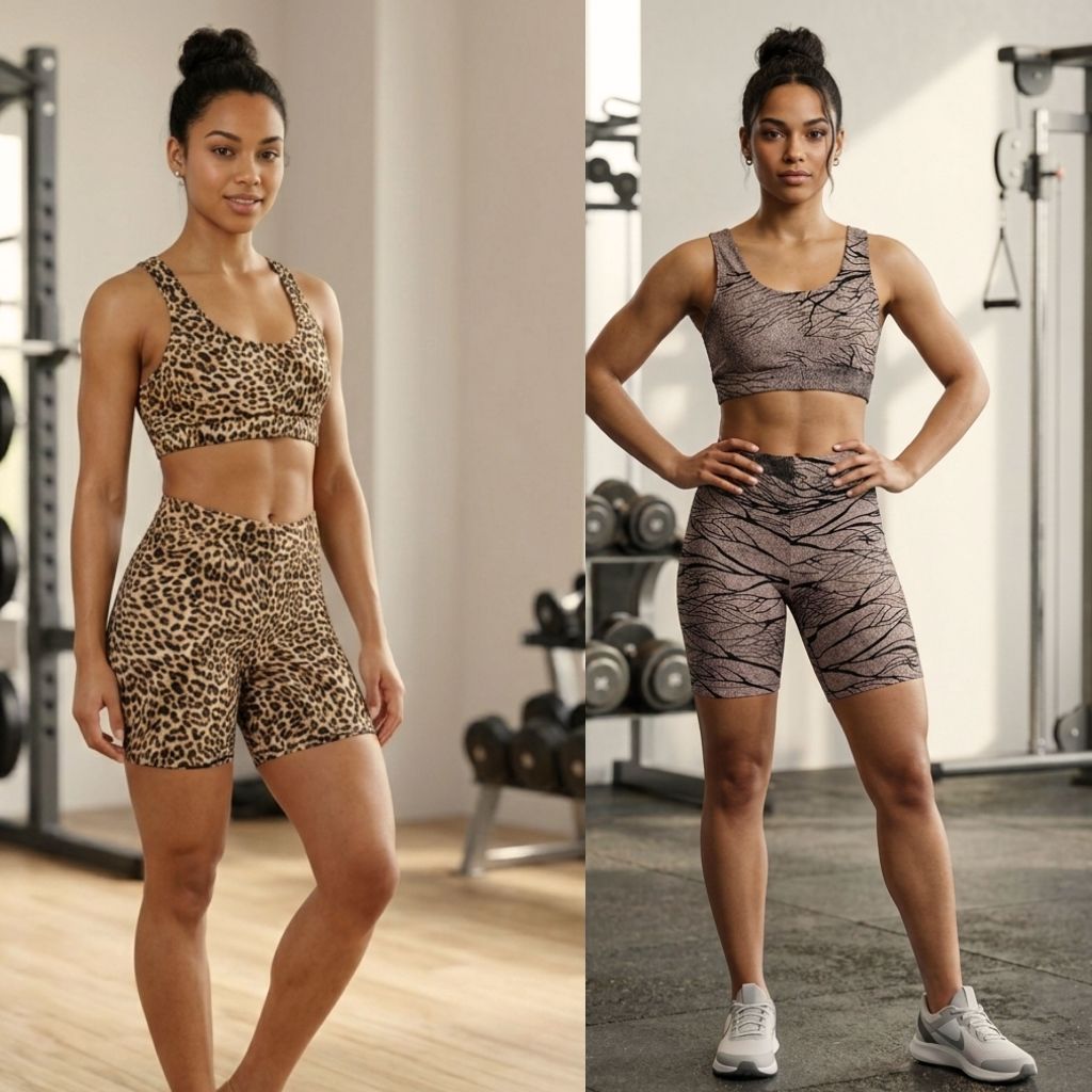 Conjunto Fitness Feminino Short + Top Academia Cintura Alta Moda Fitness Treino Estampado Poliamida Zero Transparêcia