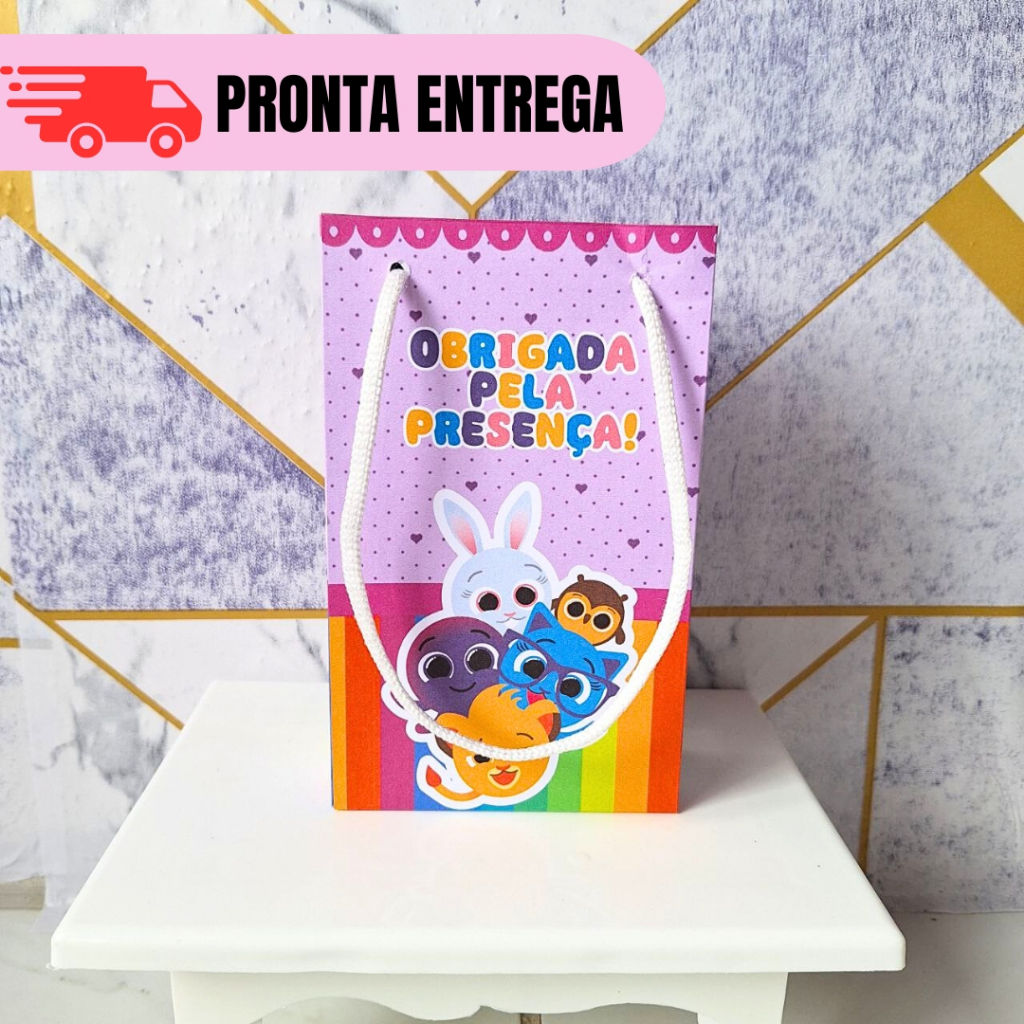 Kit 10 a 30 Sacolinhas Surpresa Personalizada Bolo Fofos Menina Lembrancinhas Festa Infantil Aniversário PEGUE E MONTE