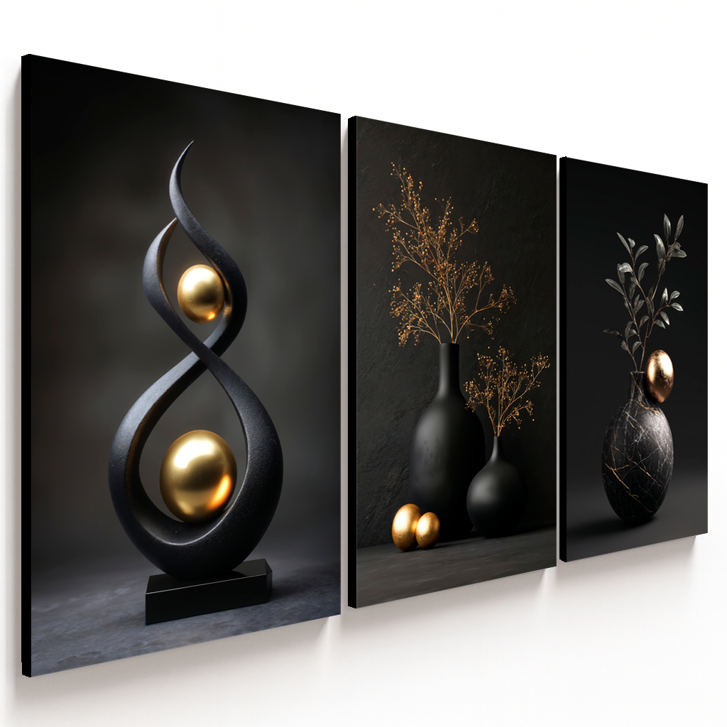 Quadros Decorativos 3 Peças Sala Decorativo Geométrico Abstrato Salvia Trio Nordic Hall Escritorio Casa Moderna