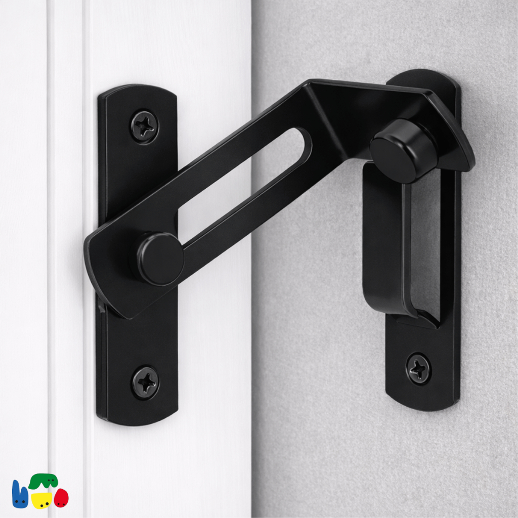 Trava Trinco Ângulo 90° Graus Porta Fechadura Canto Janela Seleiro Portão Tranca Cor Preto Aço em Oferta na Shopee