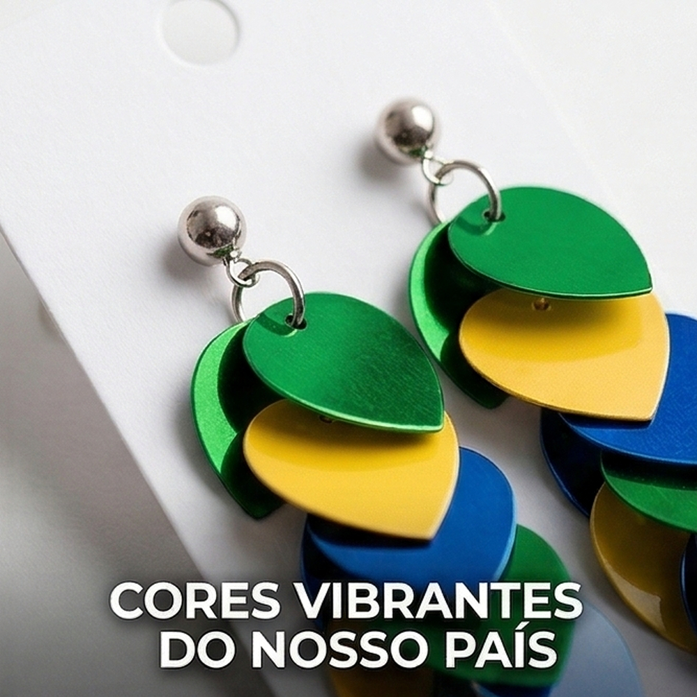 Brinco Bandeira Do Premium Oferta Copa Frete Grátis Moda Brazilcore Folhas Look Torcedora Brasileira