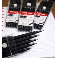 6 Canetas Fine Line 0.4mm Pretas Ponta Fina Profissional Para Estudo Desenho Bullet Journal Planner Traço Preciso