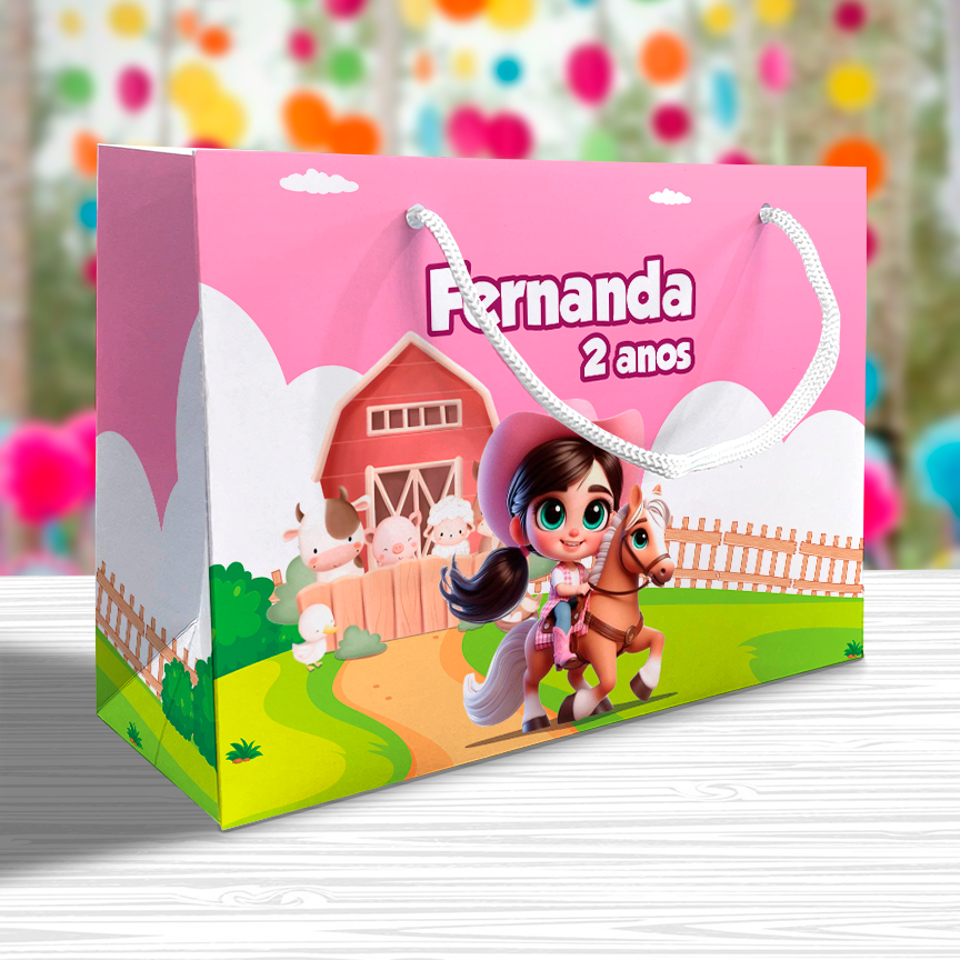 Sacolinha Ana Castela Personalizada Festa Lembrancinhas Kit Festa Sacola Deitada Reta Fazendinha Boiadeira