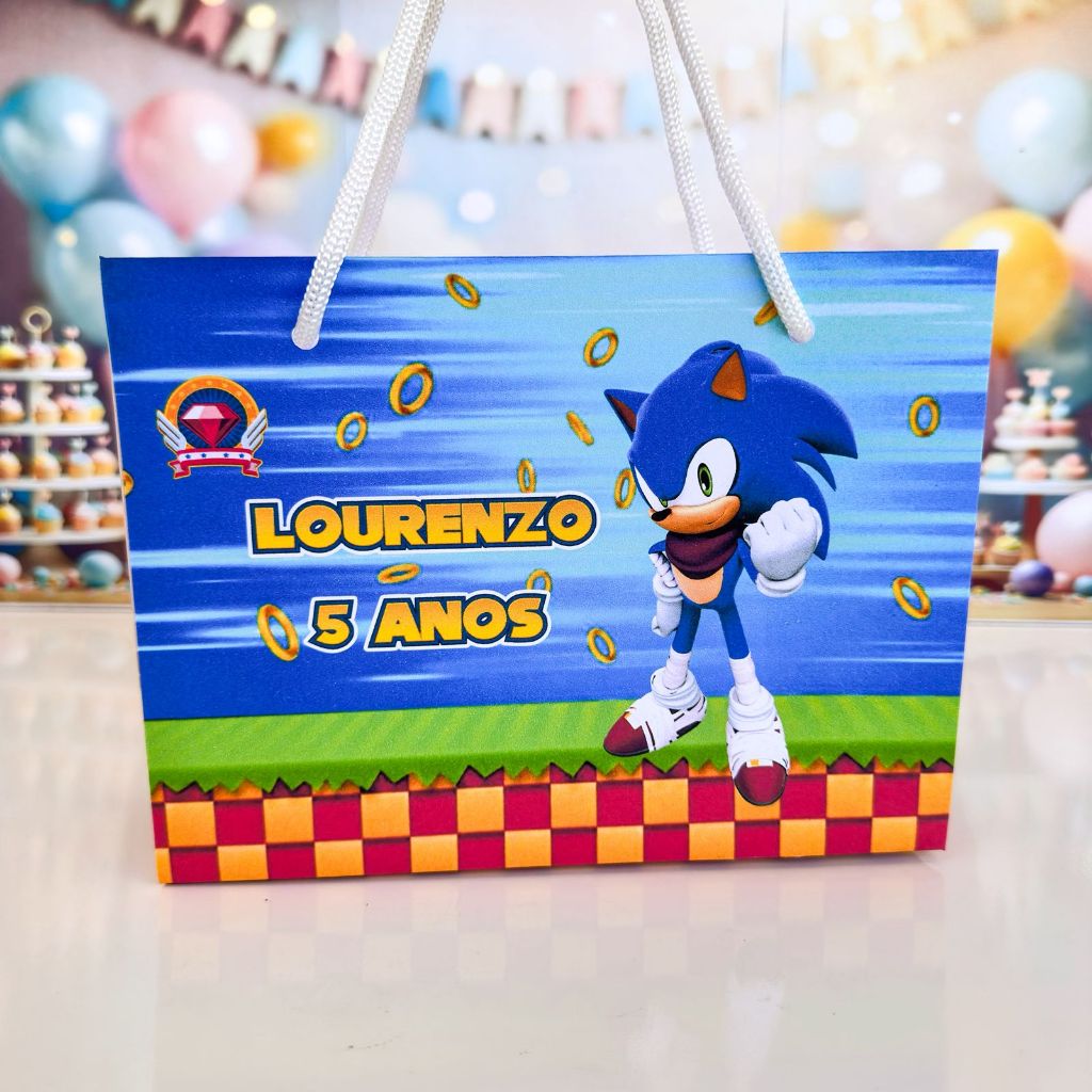 Sacolinha Surpresa personalizada SONIC - Personalizados SACOLAS SONIC - PEGUE E MONTE