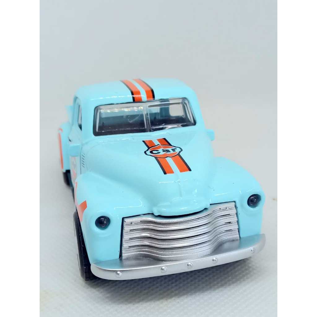 Miniatura Carrinho Metal Escala 1/36 Pick UP Chevrolet 1953 Estilo Gulf Abre As Portas