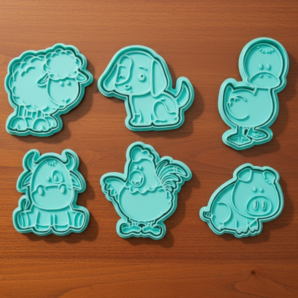 Kit 6 Cortador Marcador Biscoitos Tema Fazendinha Pasta Americana Animais Molde Massinha Bolacha em Oferta na Shopee