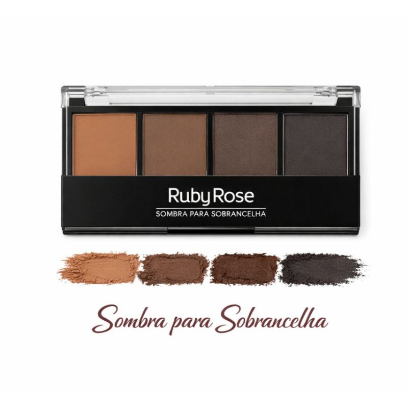 Paleta de Sombras Para Sobrancelhas Com Pincel - Ruby Rose- Alta Pigmentação.
