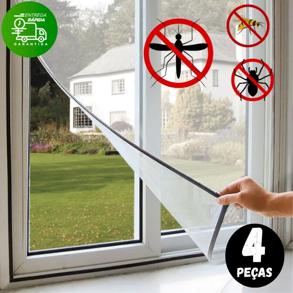 Telas Mosquiteira 1/3 ou 4 Janela de 150x180cm Removível com Fita Dupla Face Contra Mosquito e Insetos em Oferta na Shopee