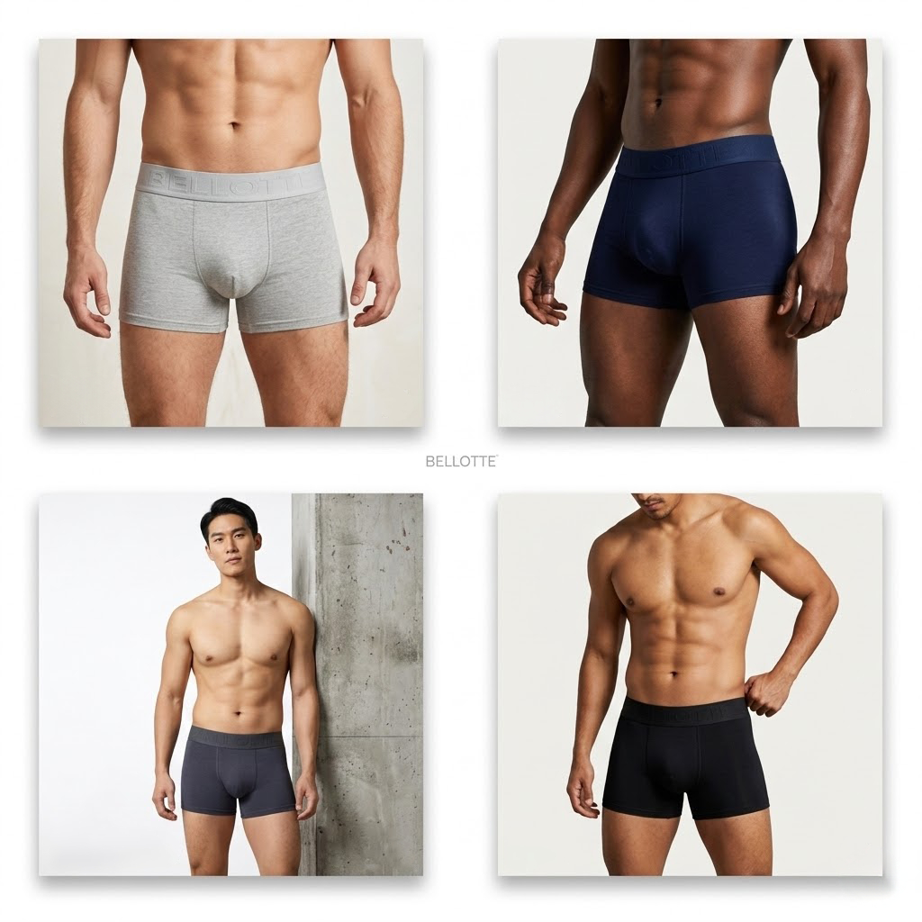 Kit com 4 Cueca Boxer Algodão Masculina Bellotte – Conforto e Estilo Diário em Oferta na Shopee