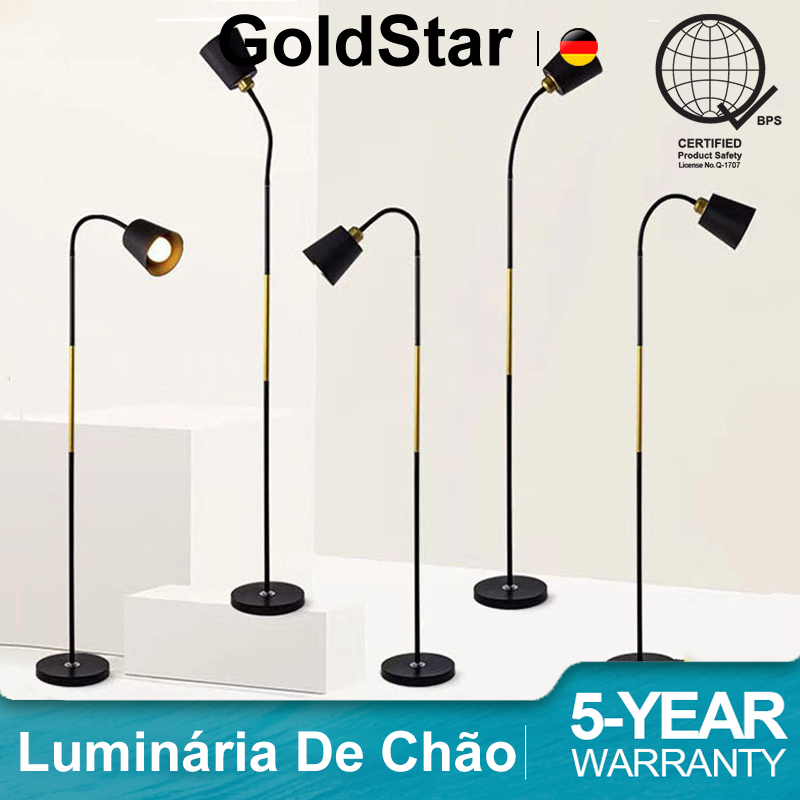 GoldStar Luminária De Chão Para Sala Base Pesada Luminária De Chão Dourada Retro Vintage