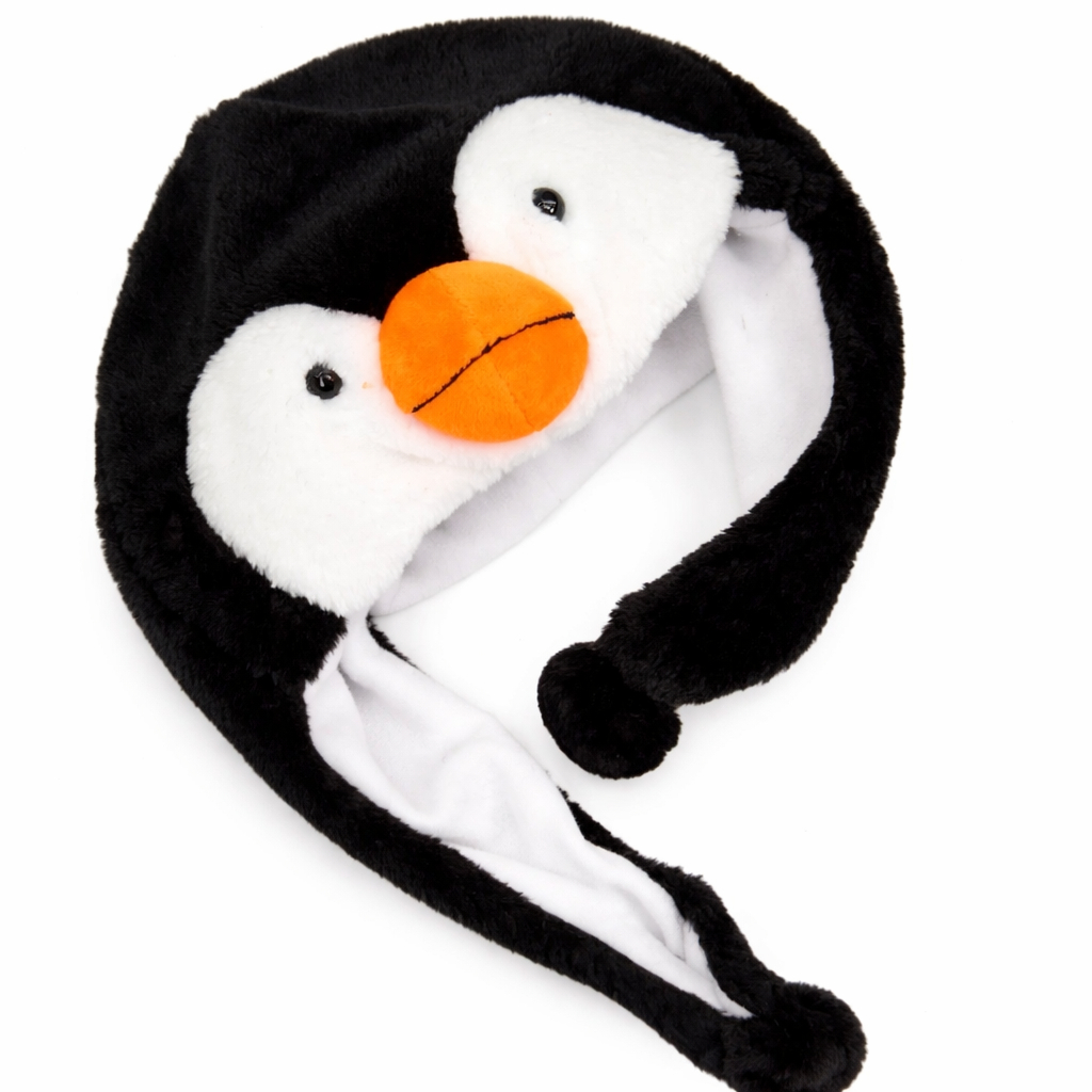 Touca Gorro Infantil Pinguim de Pelúcia Com Orelhas Floppy TC-111