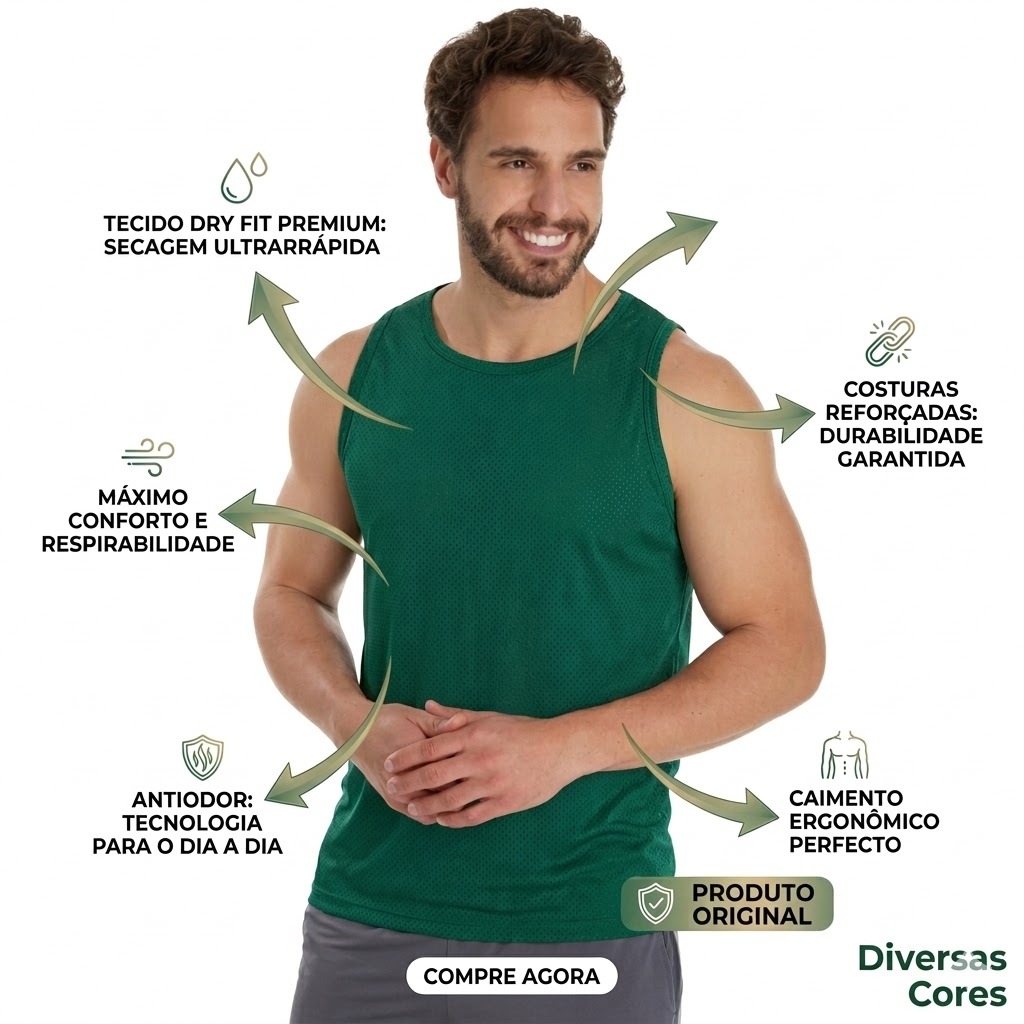 Regata Masculina Dry Fit Academia Treino Fitness Camiseta Regata Esportiva Premium Leve Corrida