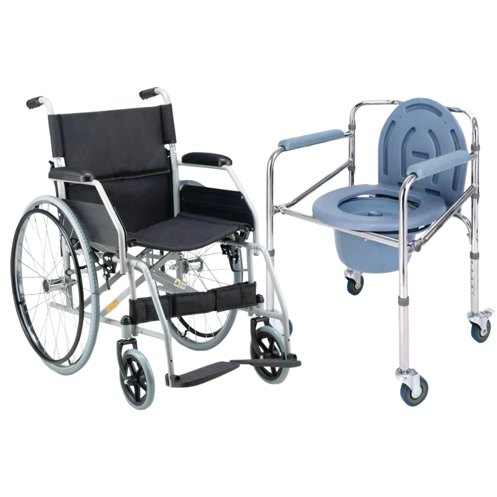 Cadeira de Rodas Dobrável D100 Mais Cadeira de Banho Com Comadre Mobilidade e Segurança em Oferta na Shopee