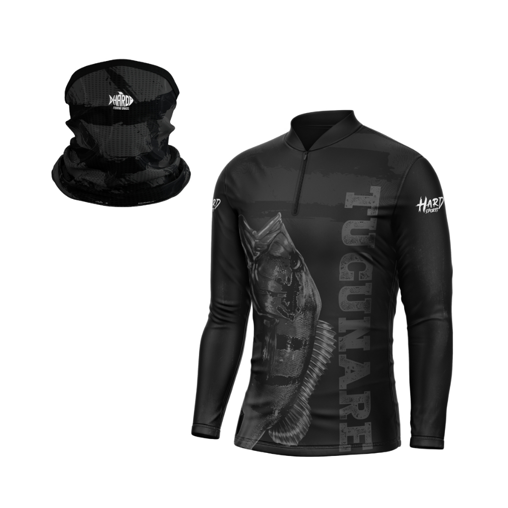Kit Camisa de Pesca + Bandana Blusa Com Proteção Uv50 Tucunaré Black em Oferta na Shopee