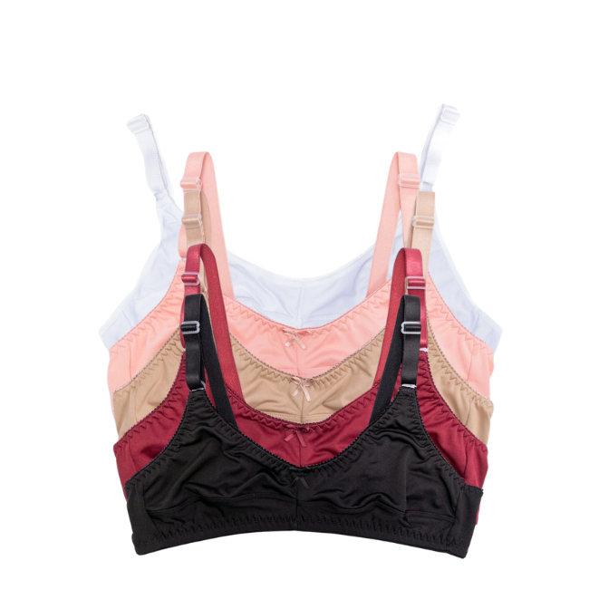 Kit 5 Sutiã Sem Bojo Reforçado Microfibra Sustentação Alta Senhora Lingerie Confortável