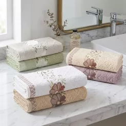 Kit 2 Toalhas De Banho Karsten 100% Algodão Grossa Yuna Excelente Absorção 430g/m² Floral