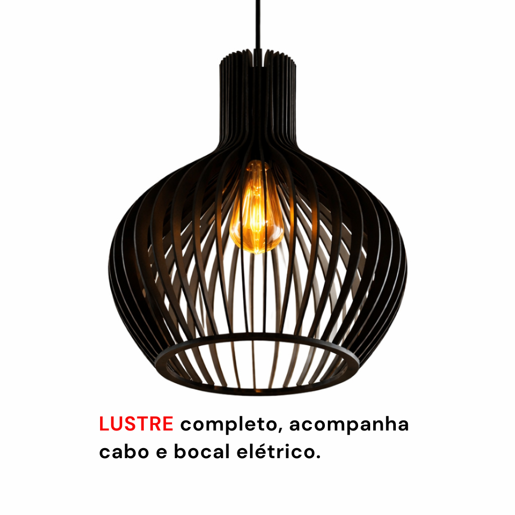 Kit 03 Pendente Luminária De Teto Modelo Rústico De Madeira Com Fiação Completa em Oferta na Shopee