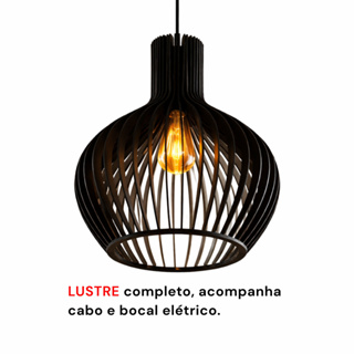 Kit 03 Pendente Luminária De Teto Modelo Rústico De Madeira Com Fiação Completa em Oferta na Shopee