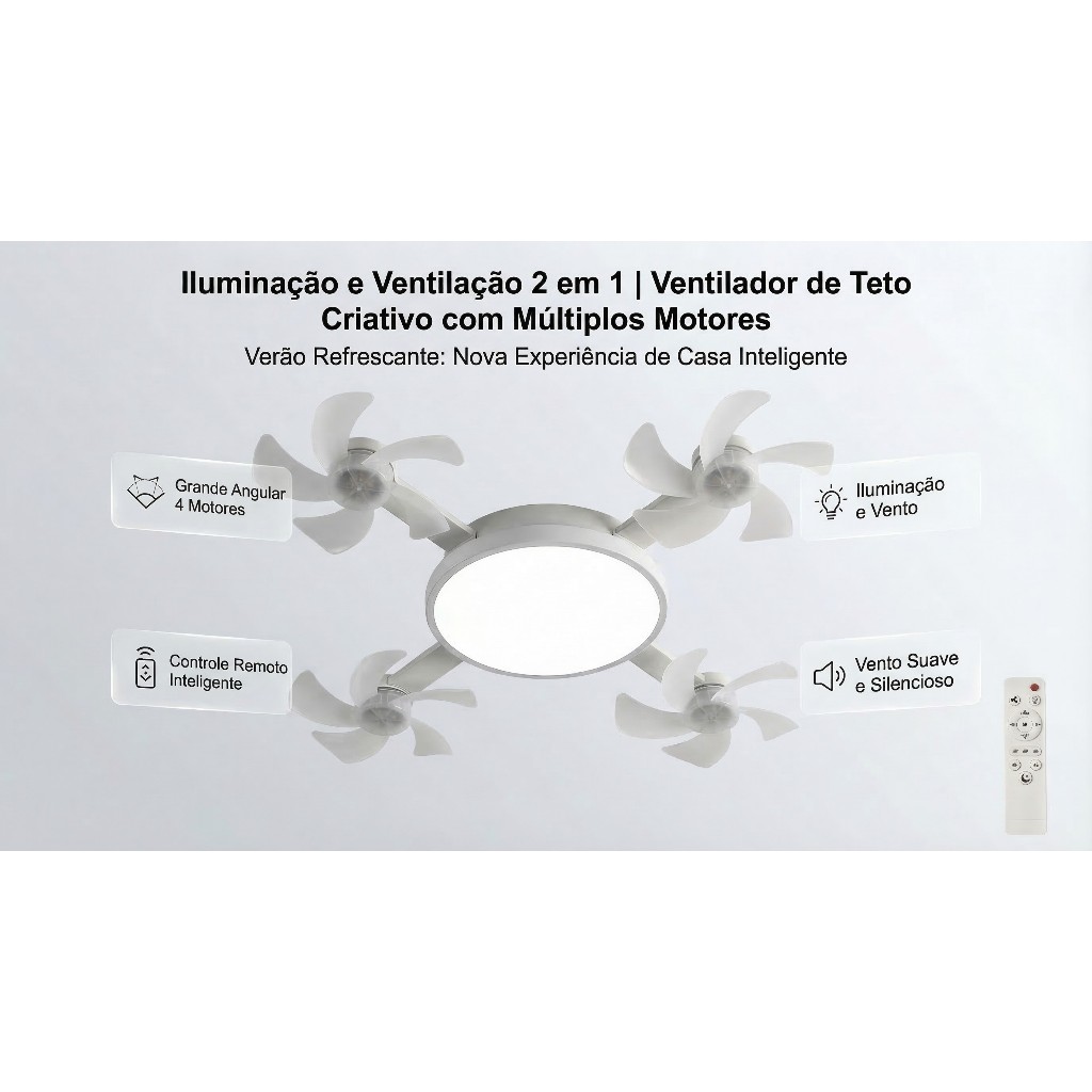 Lâmpada Ventilador de Teto Bivolt com Controle Estilo Drone Moderno e Silencioso - Envio Imediato em Oferta na Shopee
