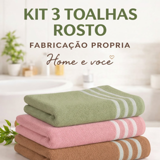 Kit 3 Toalhas de Rosto Tulipa 100 Algodao 45x75 Alta Absorção Macias em Oferta na Shopee