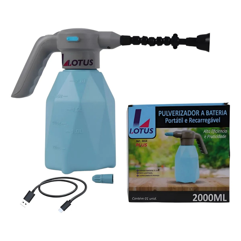 Pulverizador Para Jardinagem A Bateria Recarregável 2 Litros Azul-claro