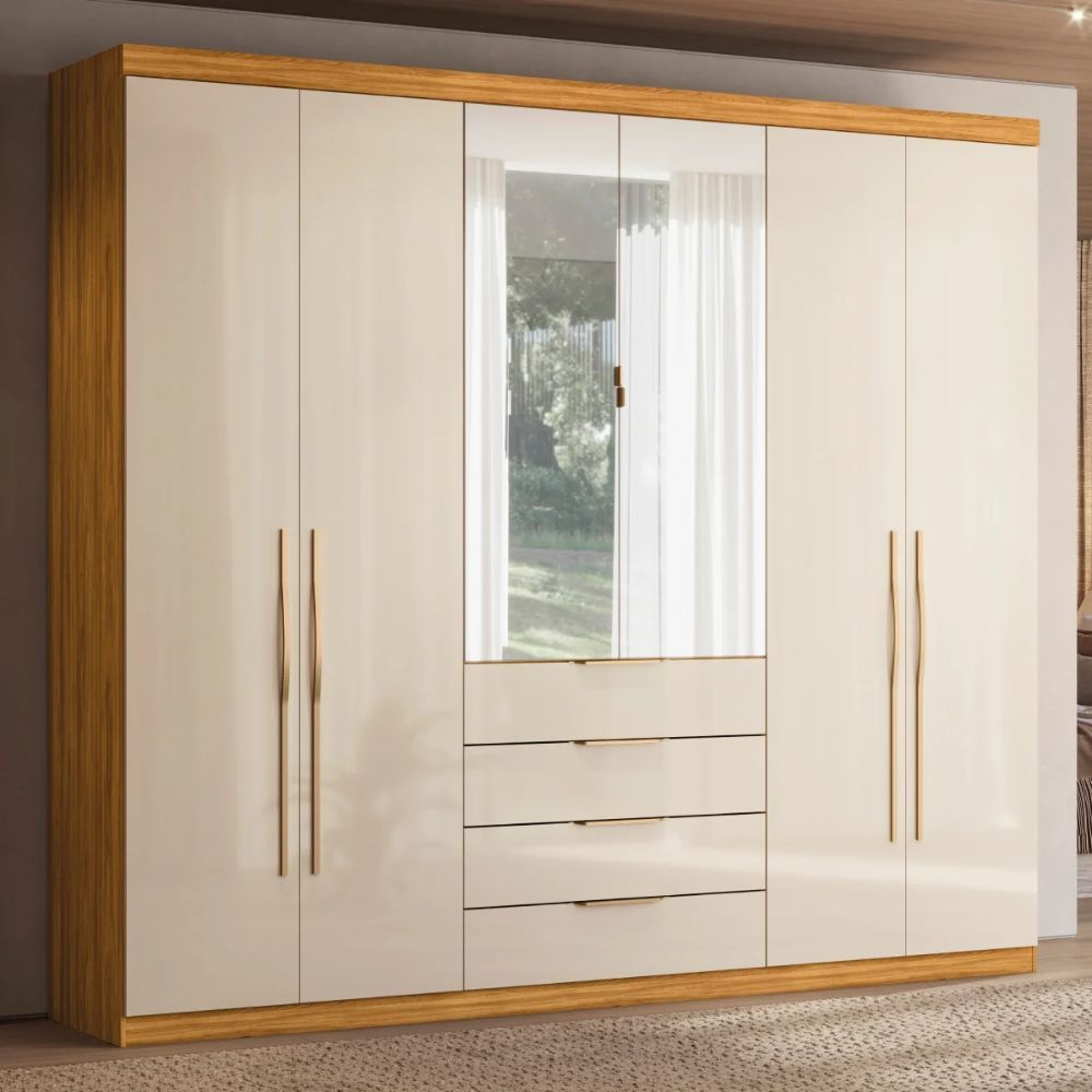 Guarda-Roupa Casal com Espelho 6 Portas 4 Gavetas Giardino Demóbile