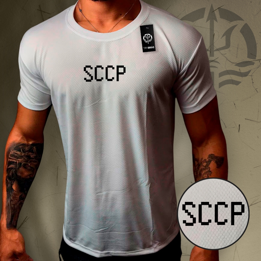 Camisa Dry-Fit Anti-Suor Masculina - (SCCP TIMÃO) - Tecido Dry-Fit Colmeia Anti-Suor, Treino, Corrida, Musculação