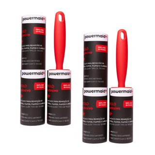 Kit Com 2 Rolos Adesivo + 4 Refil Tira Pelos Powermaid 180 Folhas Plumas Fiapos Roupas Estofados em Oferta na Shopee