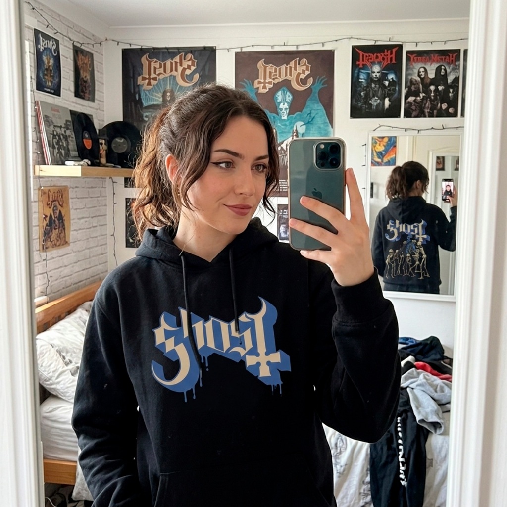 Moletom Ghost Caveiras Blusa de Frio Capuz Algodão Flanelado Rock Alternativo