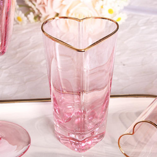 Copo Rosa Coração em vidro – Moderno, estiloso perfeito para Sucos, Drinks e Mesa Posta 270ml em Oferta na Shopee