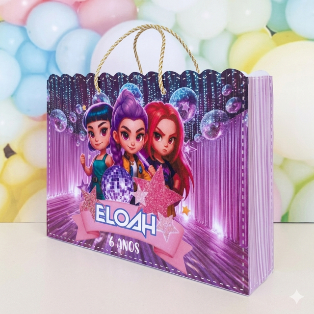 Sacolinha Personalizada Guerreiras K-Pop Lembrancinha Festa Infantil  Sacola Aniversário