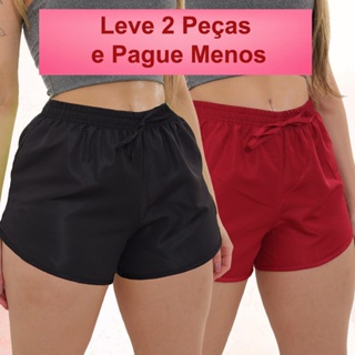 Kit 2 Short Feminino Tactel Levinho Liso para usar em Academia Praia Caminhada em Oferta na Shopee