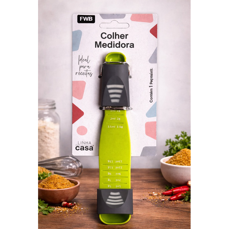 Colher medidora de cozinha dosadora ajustável para receitas, café chás e temperos