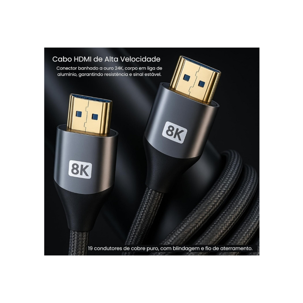 Cabo HDMI 2.1 8K 60Hz 4K 120Hz Ultra HD 48Gbps 1.8 Metros Blindado Para PS5 Xbox Series X Monitor Gamer PC TV It-Blue em Oferta na Shopee