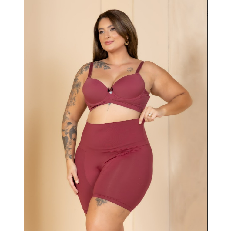 Shorts Íntimo Confy Nica Brasil Marsala Forro Completo Algodão | Evita Atrito Coxas | Usar Saia e Vestido | P ao G1