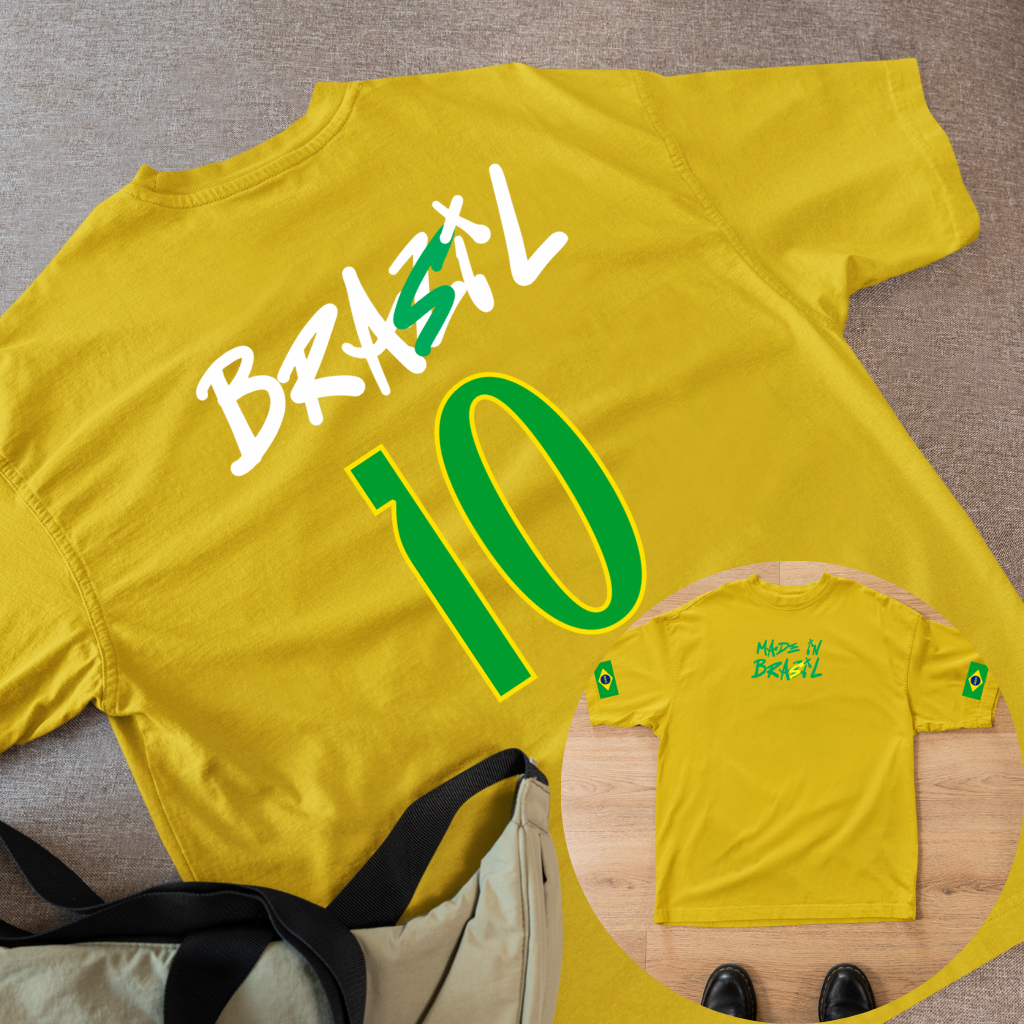 Camiseta Feminina  Masculina Estampa Brasil Seleção Copa Streetwear Estilosa 100% Algodão Premium