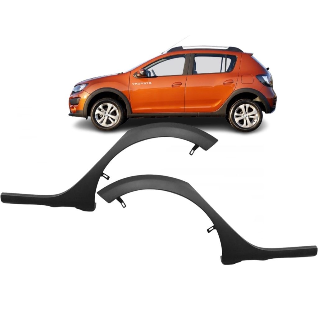 Par Moldura Alargador Paralama Traseira Sandero 2014 Até 2019 Stepway Maior