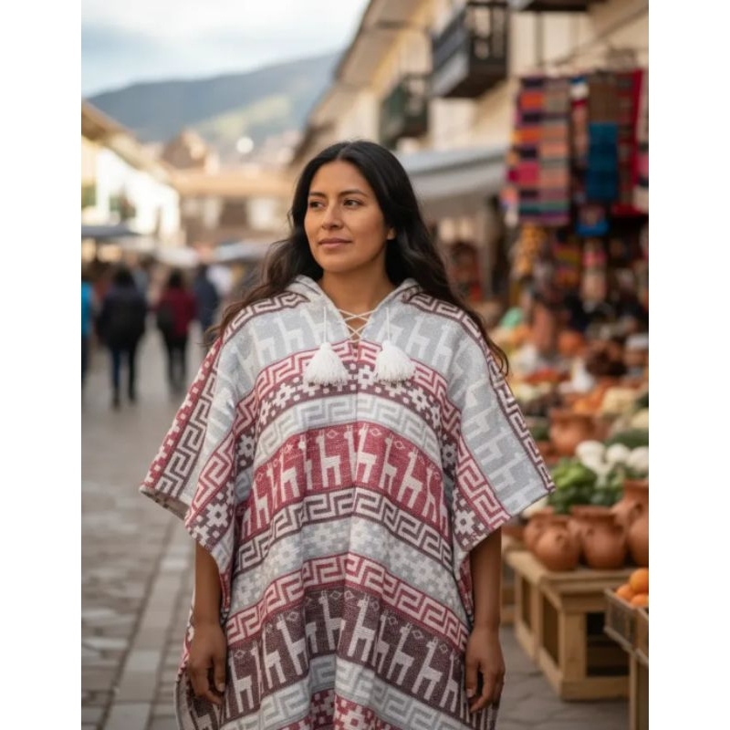 Poncho Peruano Alpaca Boho