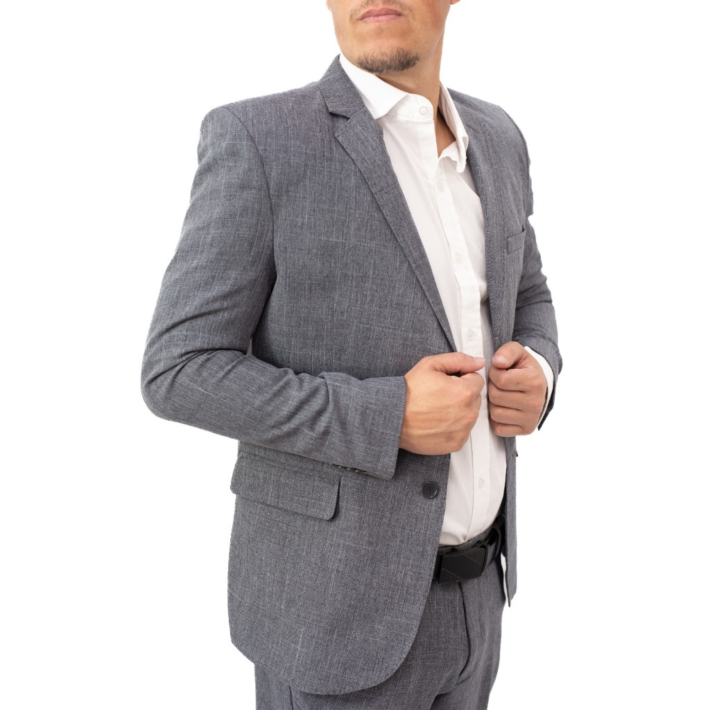 Terno Masculino Microfibra Premium - Cinza Mescla - Alto padrão - 2026 Cinza Médio