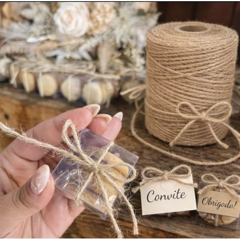 Fio de Juta para convite casamento - Lembrancinha - artesanato - 2mm – Perfeito para Artesanato e Decorações!