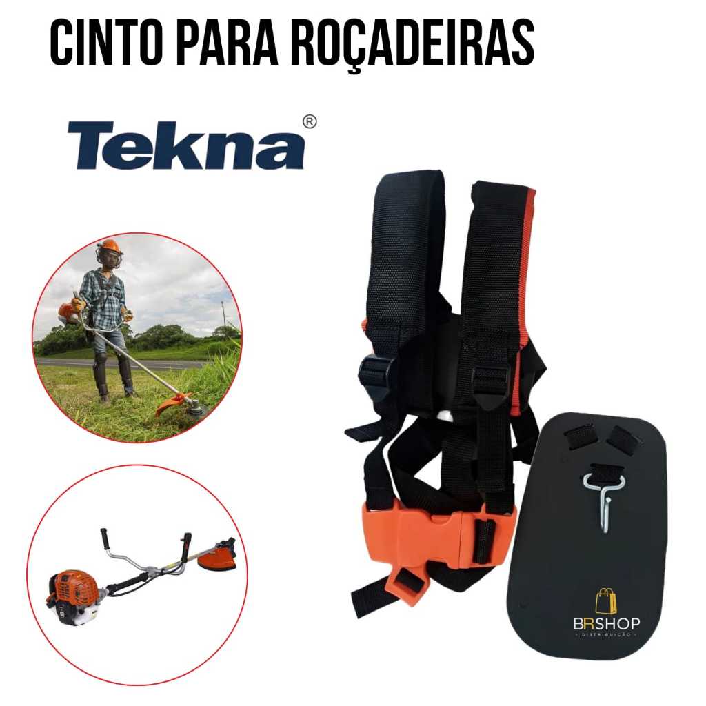 Cinto Reforçado Duplo Rocadeira Almofadado Compatível Com Roçadeira TEKNA