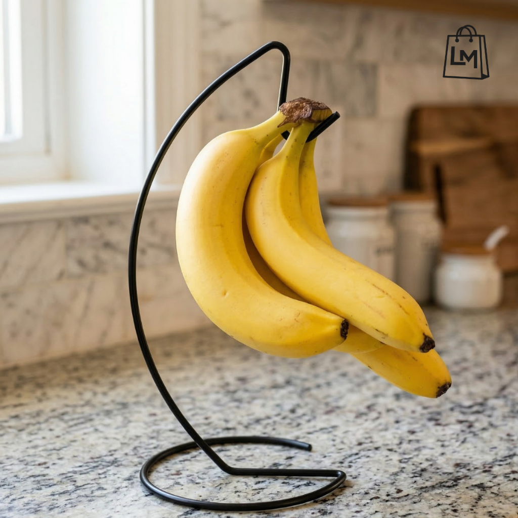 Suporte de Mesa Para Cacho de Bananas Gancho para Pendurar Bananas Fruteira Expositor Aço Preto em Oferta na Shopee