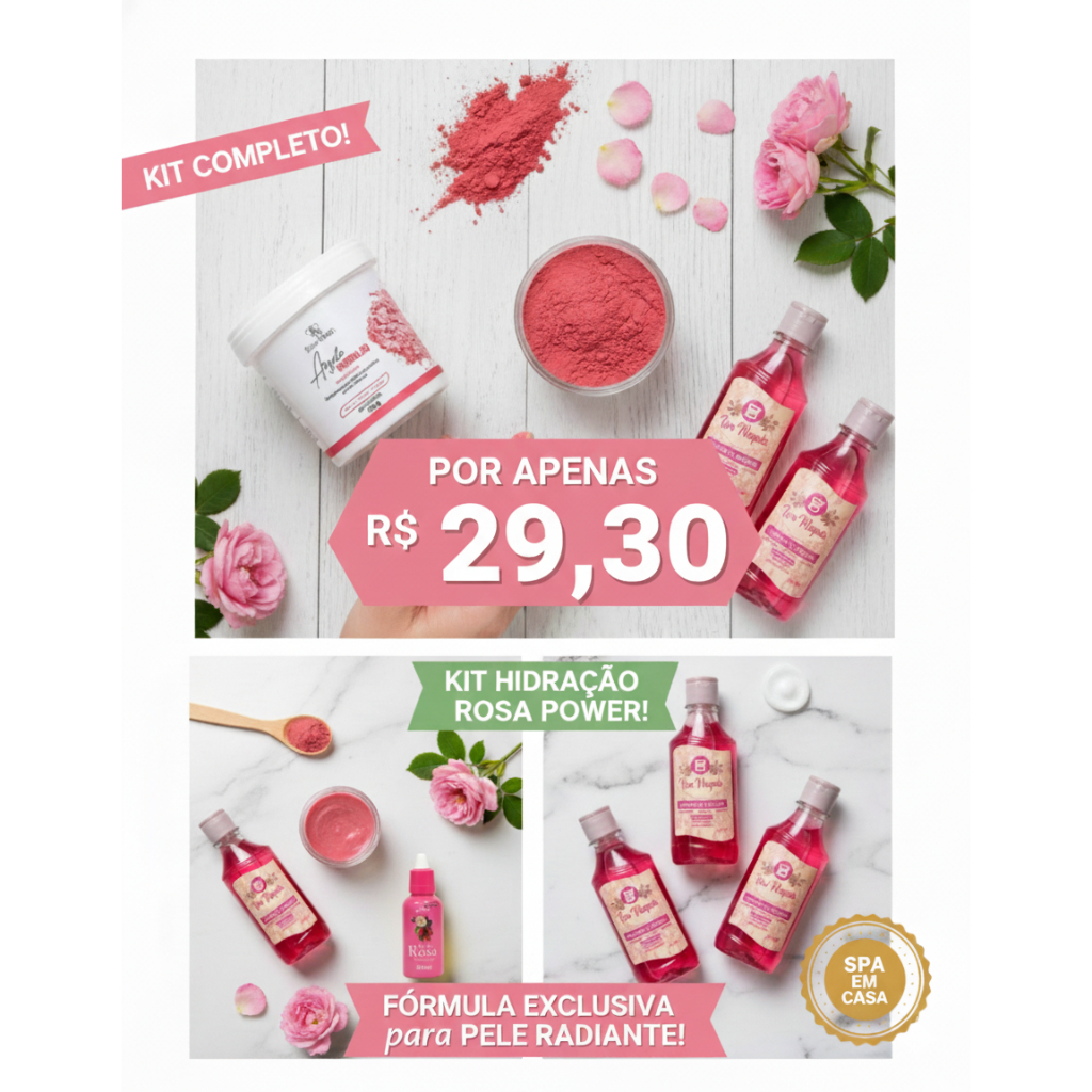 Kit Skincare Rosa Mosqueta + Argila Vermelha - Limpeza, Hidratação e Renovação Facial Completa