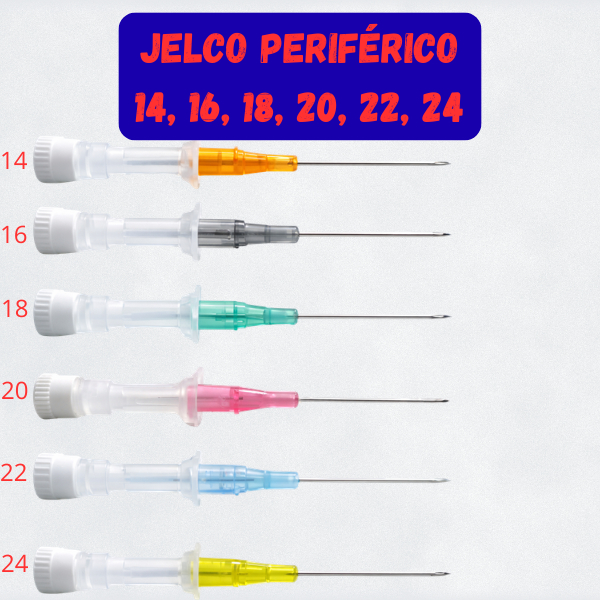Cateter Jelco Intravenoso Estéril Periférico 14,16,18, 20, 22, 24 Jelco Punção Piercing Furo de Orelha