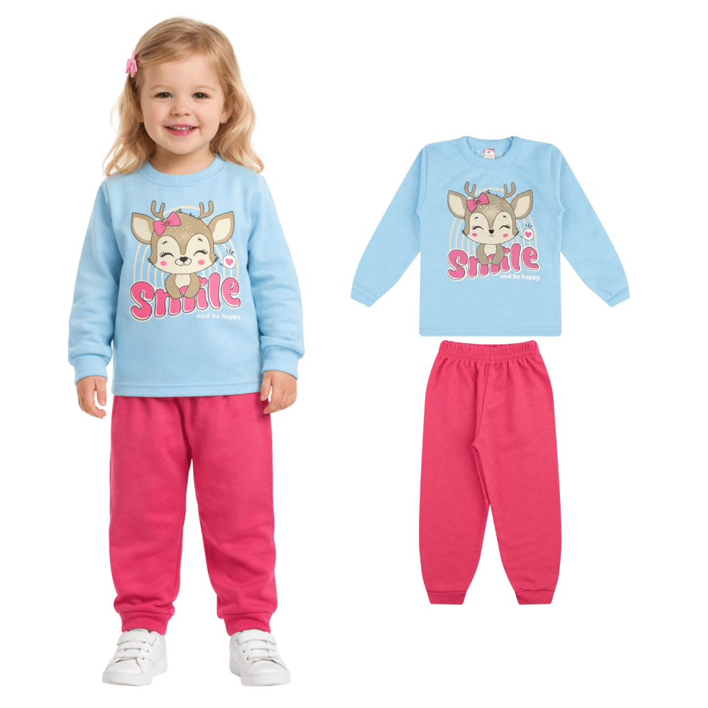 Conjunto Infantil de Moletom Menina – Tamanhos 1 ao 16 – Cores e Estampas Sortidas